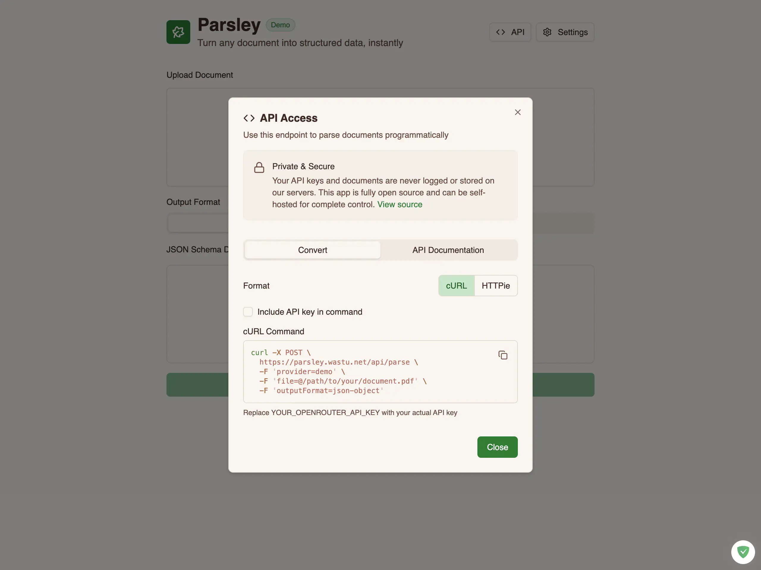 API access interface