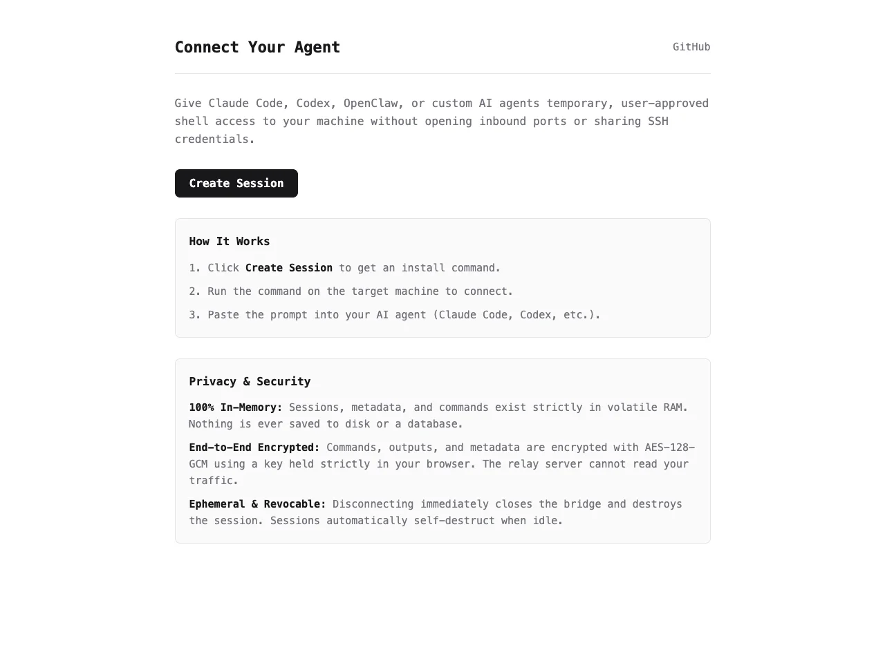 Connect Your Agent homepage