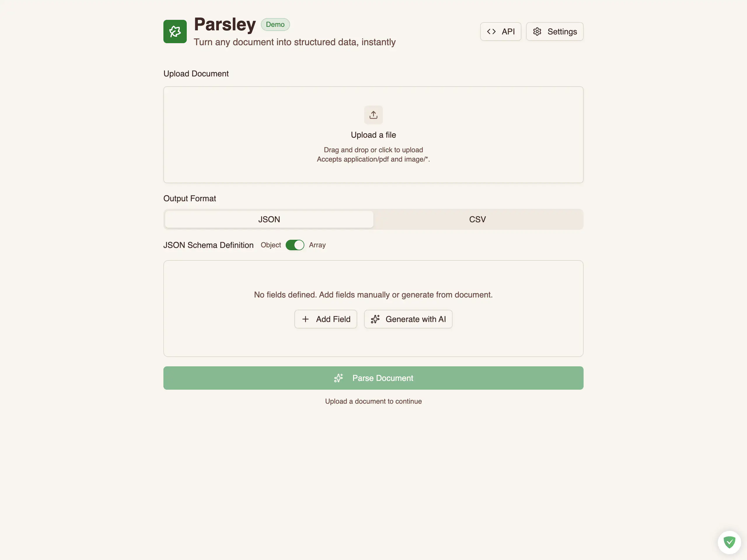 Parsley upload and schema form