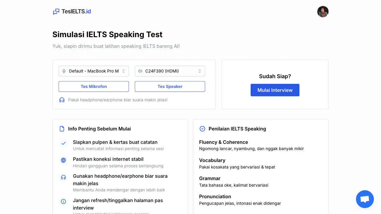 Speaking preparation page