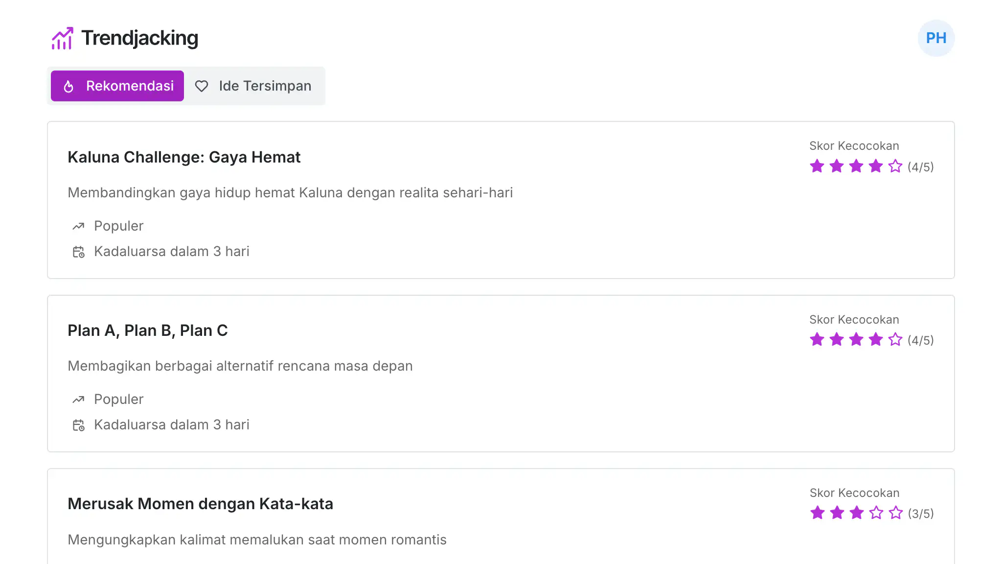 Trending page (v1)