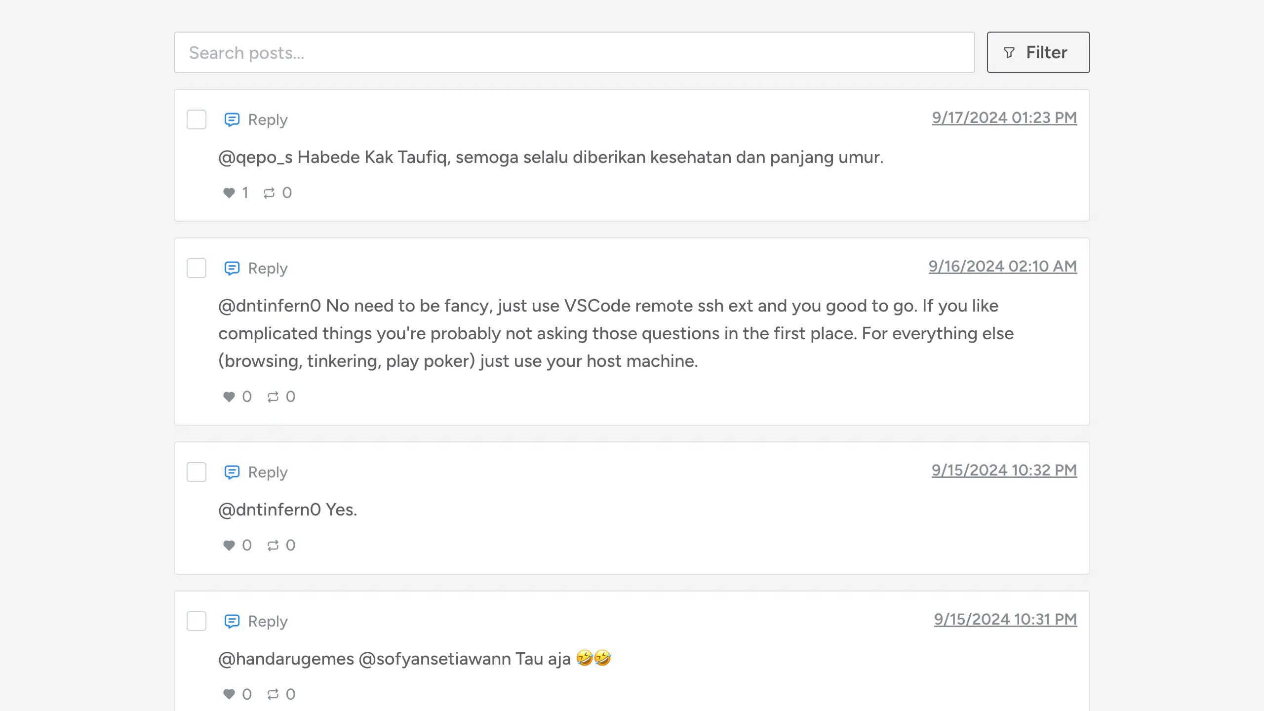 Selected posts that the script will delete